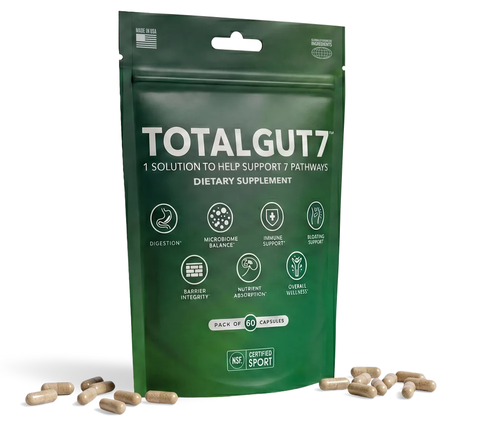 TotalGut7 dietary supplement pouch, pack of 60 capsules